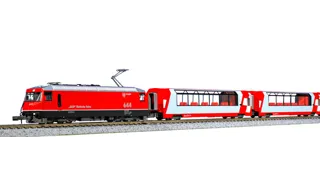 Kato : Glacier Express GE4/4 III  Rouge et 2 voitures panoramique