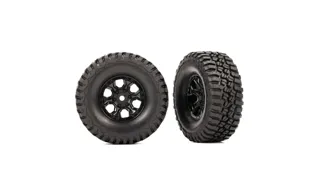 Traxxas : Tires & Wheels Assembled (Black 1.0 Wheels Bfgoodrich mud-terrain t/a km3 2.2x1.0 tires) (2)