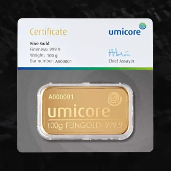 Lingot d'or 100 grammes - Umicore